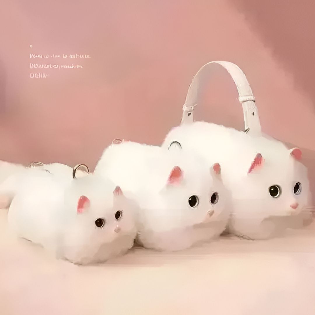 Premium Cute Cat Bag – Furry Shoulder Bag for Girls