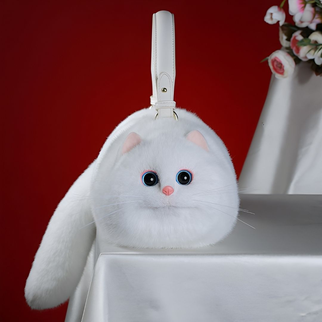 Premium Cute Cat Bag – Furry Shoulder Bag for Girls