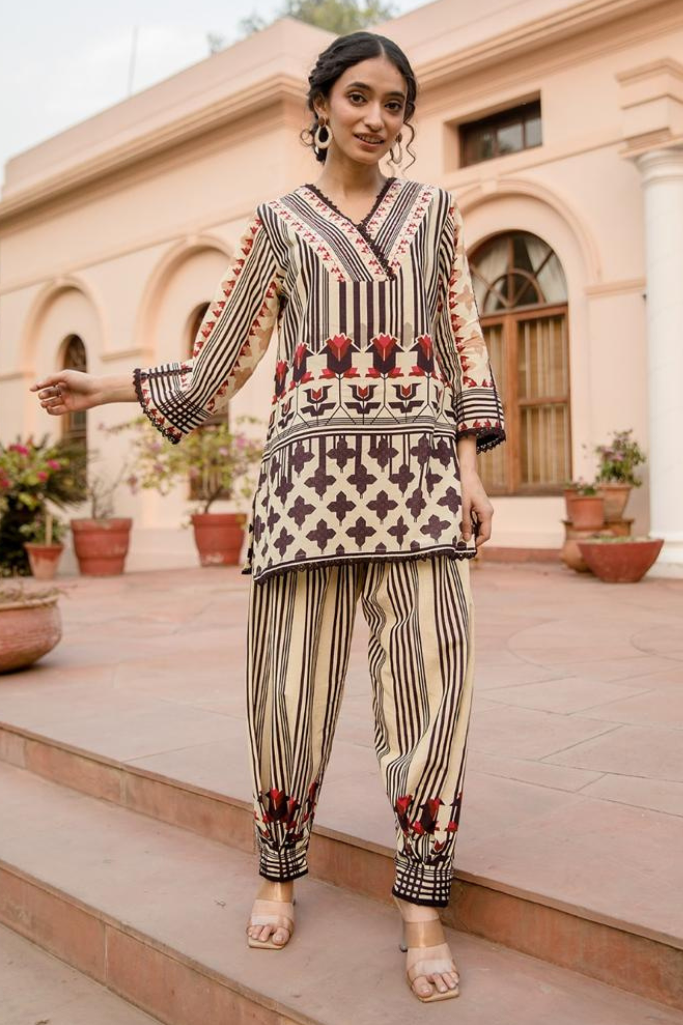 Printed Pure Cotton Kurta Set with Sequins work