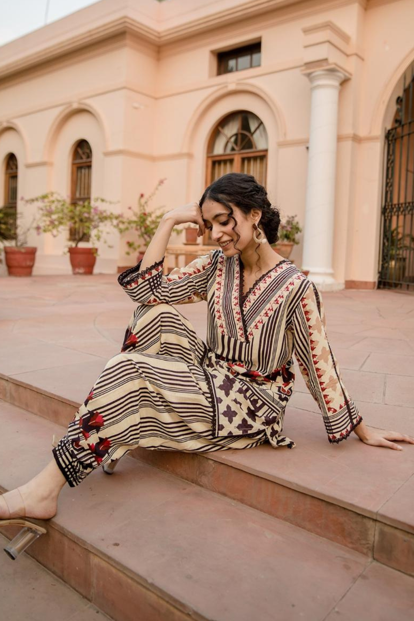 Printed Pure Cotton Kurta Set with Sequins work