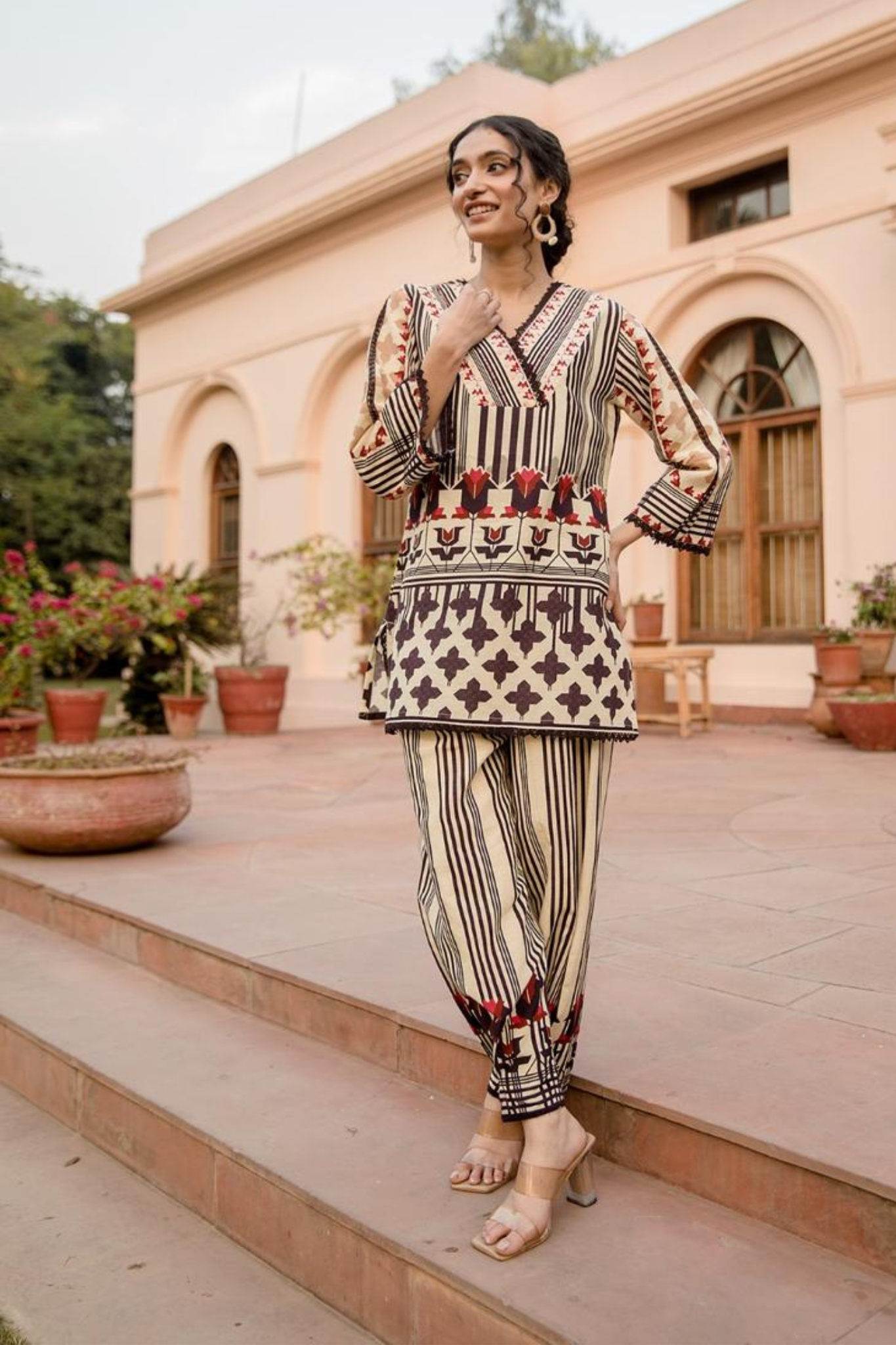 Printed Pure Cotton Kurta Set with Sequins work