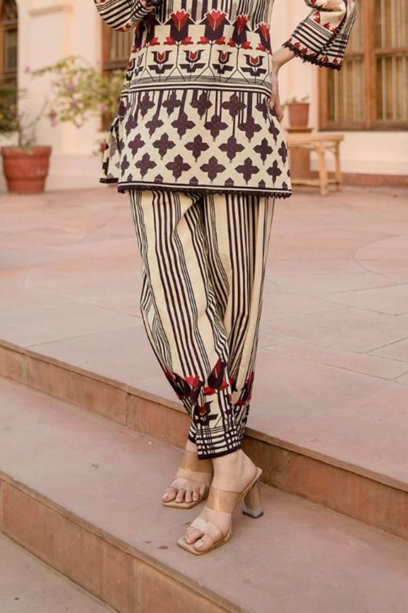 Printed Pure Cotton Kurta Set with Sequins work