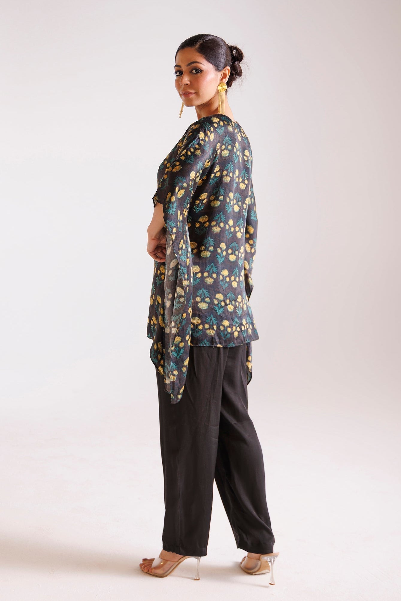 Printed Silk Indowestern with Thread and Zardozi work