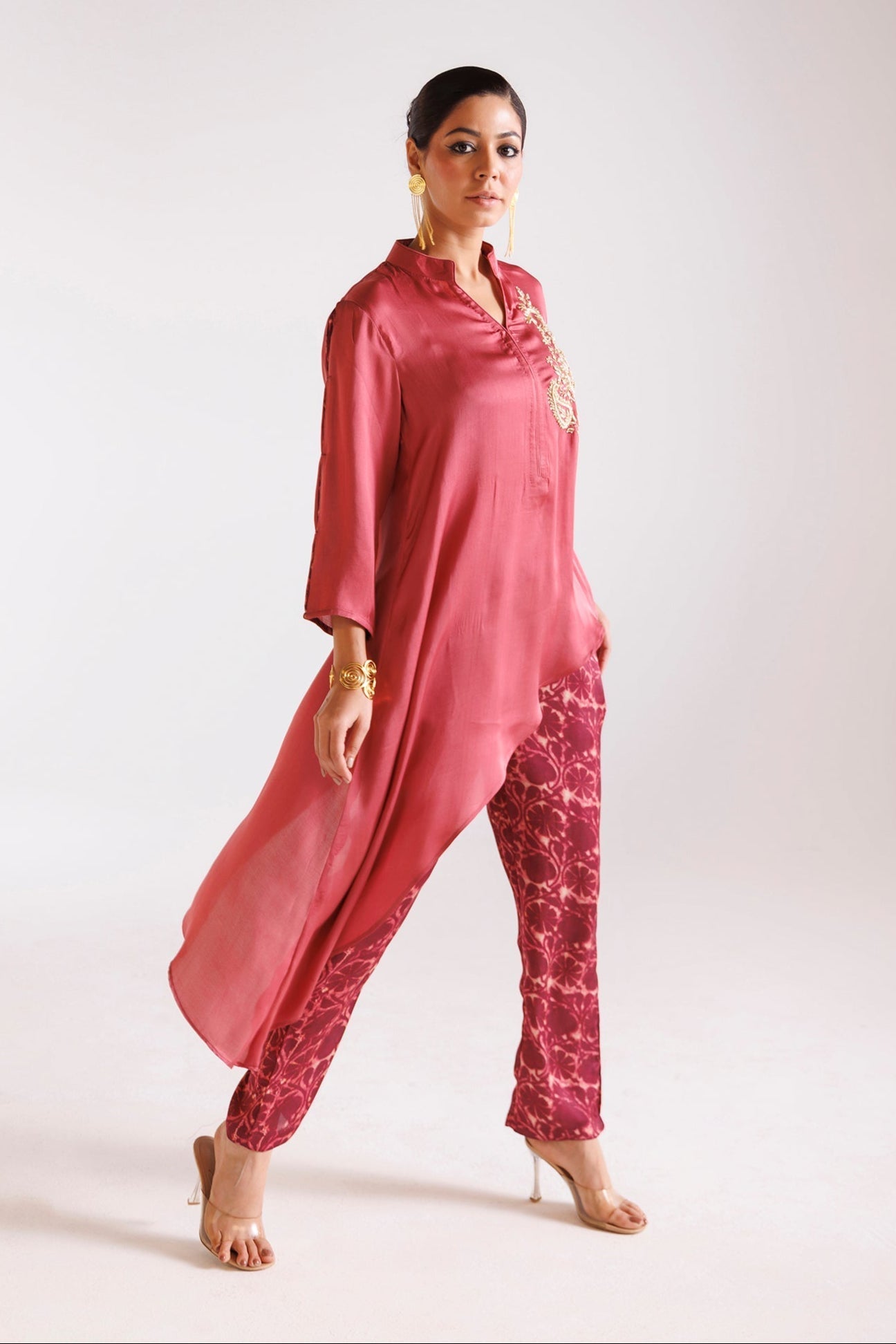 Printed Silk Indowestern with Dori and Zardozi work