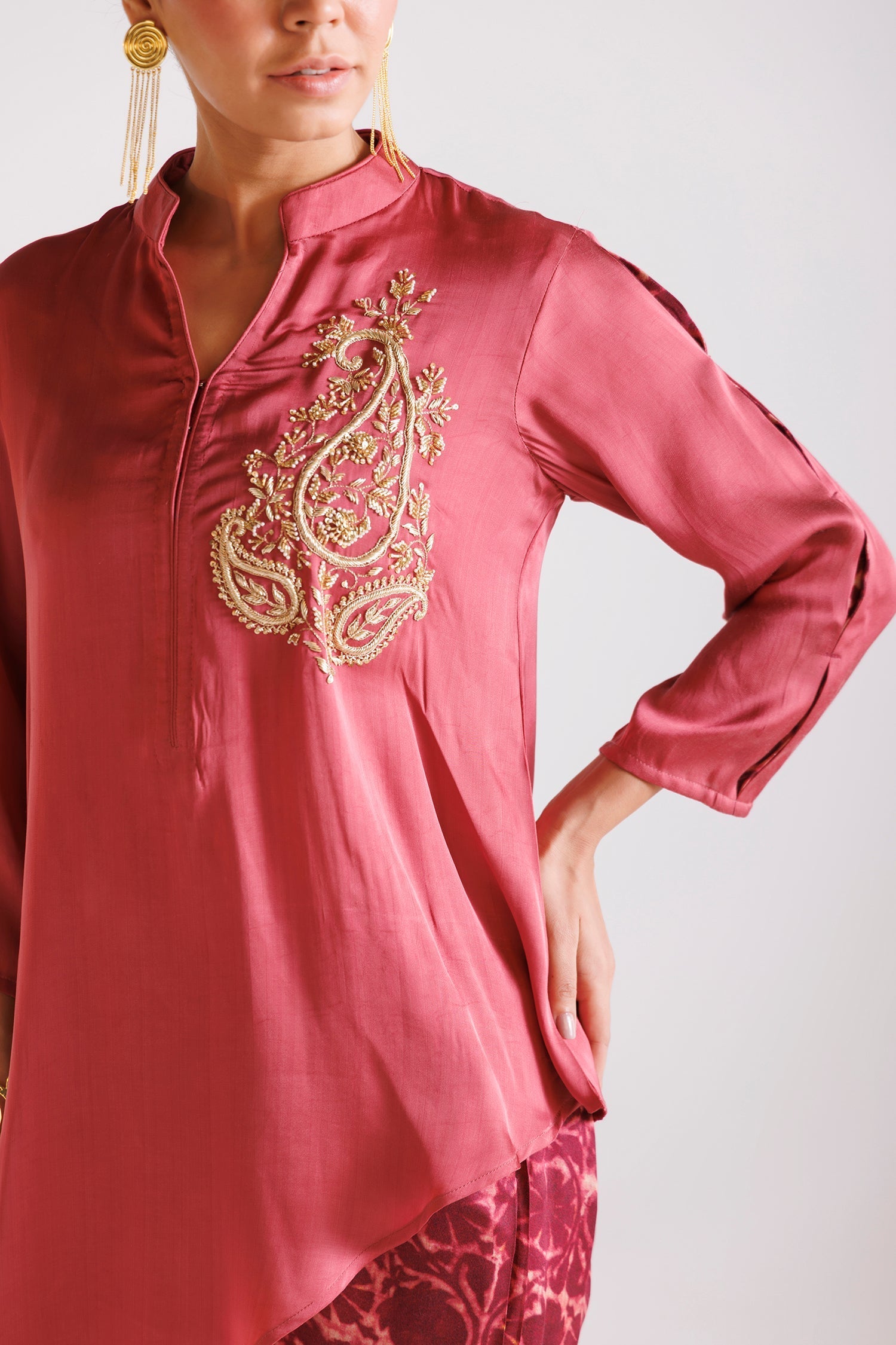 Printed Silk Indowestern with Dori and Zardozi work